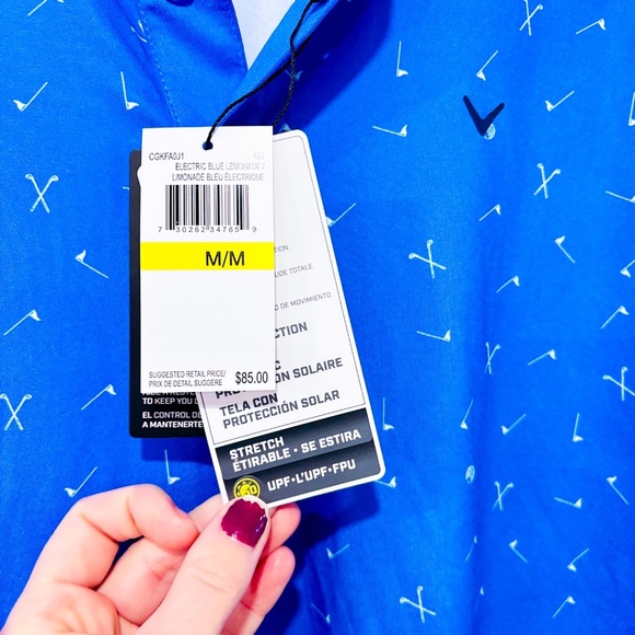 CALLAWAY Blue Printed Golf Polo Shirt | Breathable active stripes | Medium * - Picture 6 of 6
